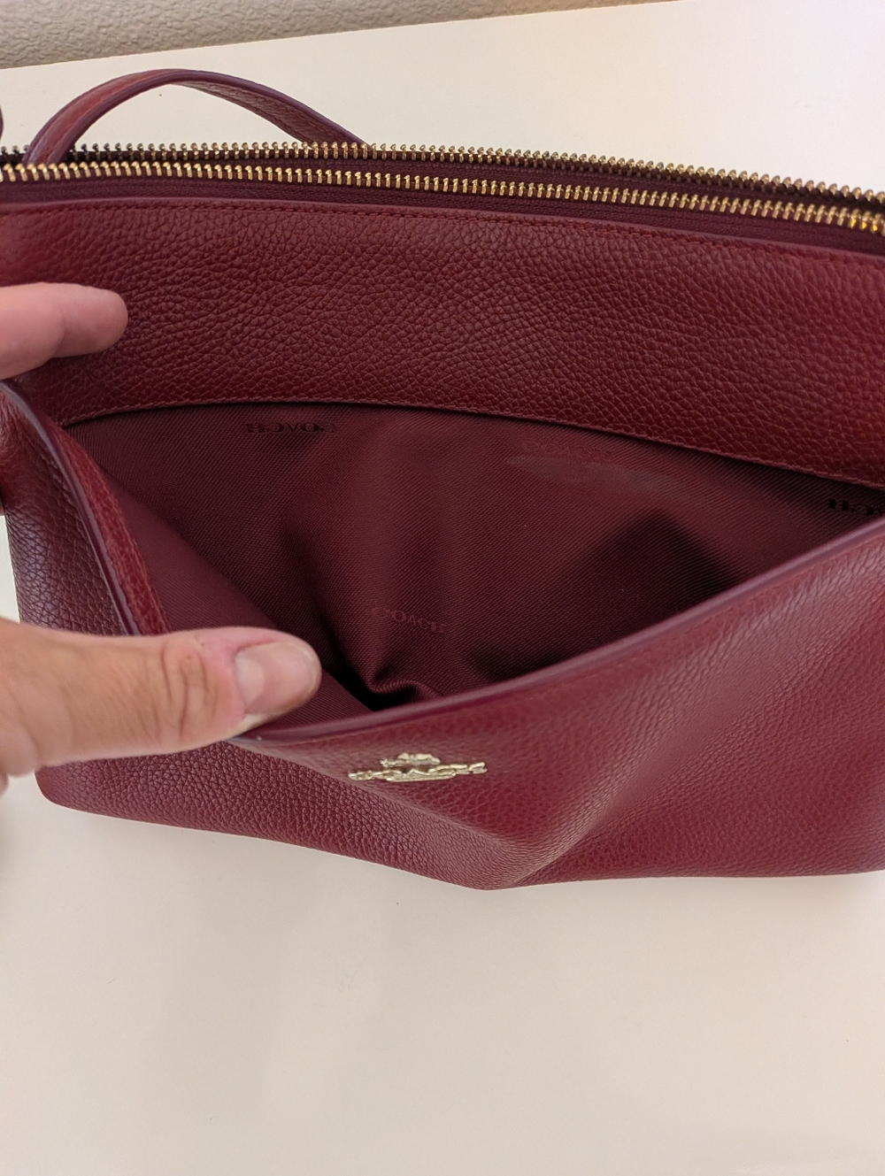 Coach Pebble Leather Deep Red Crossbody Bag - Picture 3 of 6